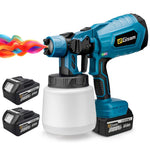 Système de pulvérisation de peinture à batterie GISAM (1000 ml) avec 2 grandes batteries, 4 buses | Compatible avec la batterie Makita 18V