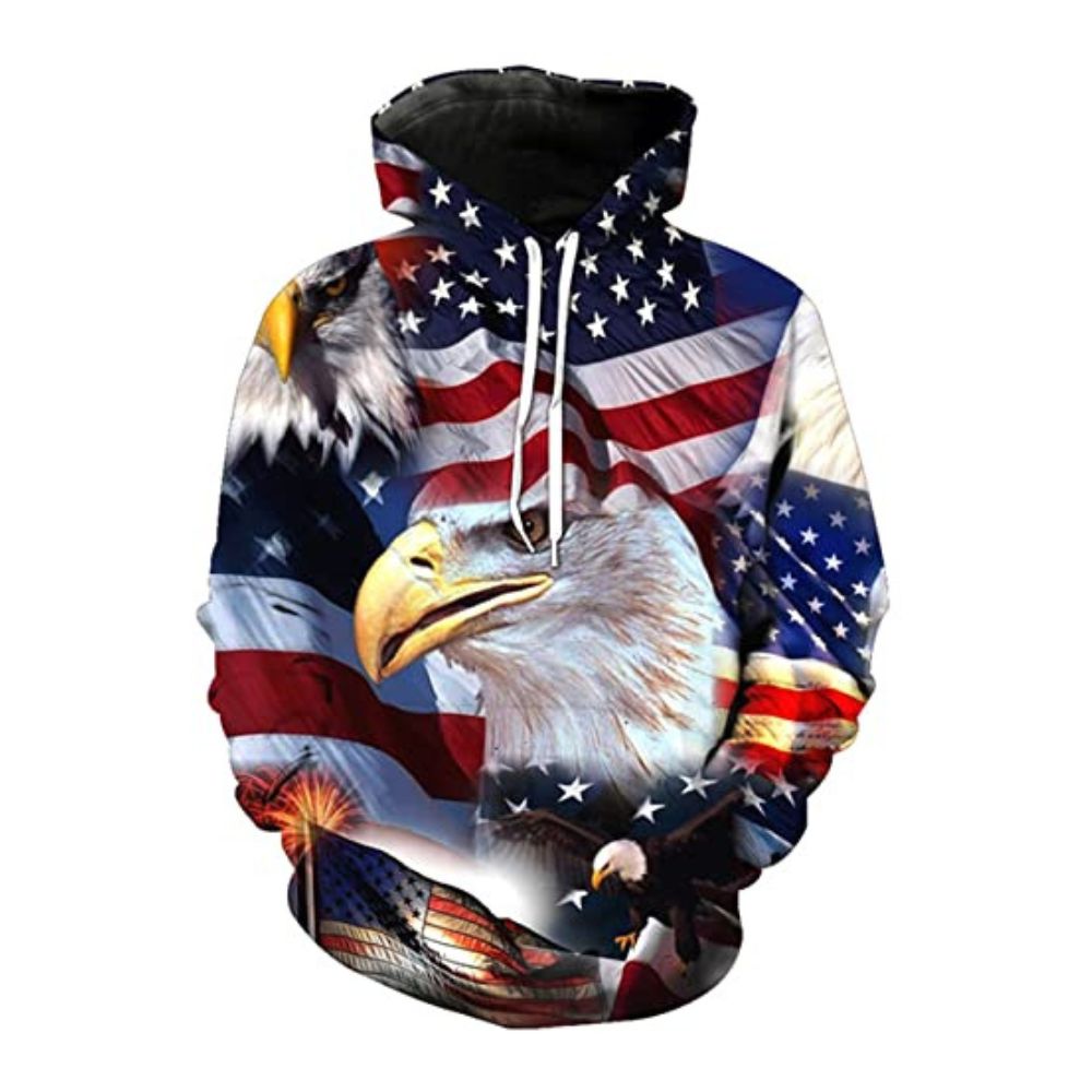 USA Eagle Pullover Hoodie 3D Graphic with Pocket