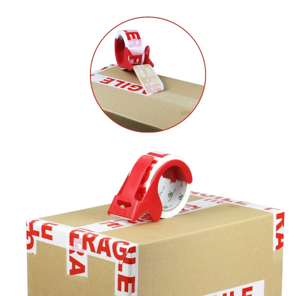 BOMEI PACK Parcel Tape for Packing Packages (3 Rolls - Red Fragile)