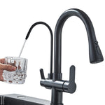 Dual Faucet with Filter Connection Option | 360° Rotatable, Pull-Out 3-Way Sprayer