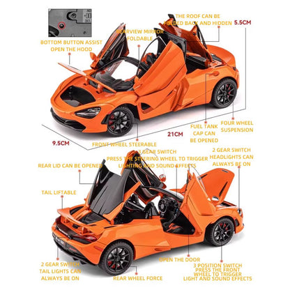 McLaren 720S Modellauto (1:24): Super Sportwagen aus Metall mit Licht & Sound