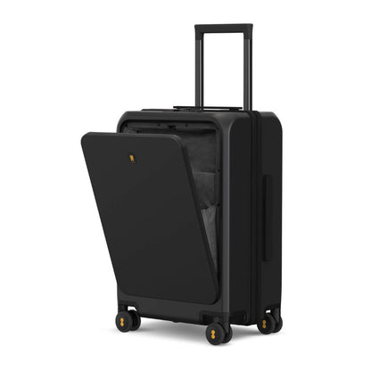 LEVEL8 hard-shell travel suitcase with USB &amp; front laptop compartment: TSA lock (black)
