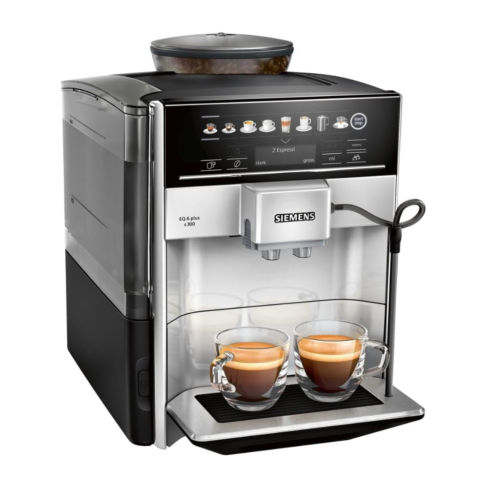 SIEMENS 'EQ6 Plus S300' fully automatic coffee machine for many coffee specialties, milk frother, ceramic grinder