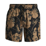 BOSS 'Alain' men's swim shorts with floral print, side stripes & drawstring: Quick-drying